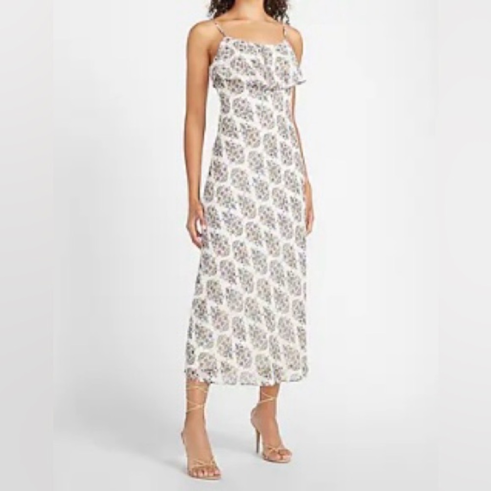 Express White Floral Midi Dress